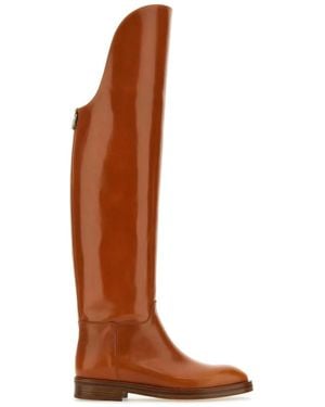 DURAZZI MILANO Caramel Leather Equestran Boots - Brown