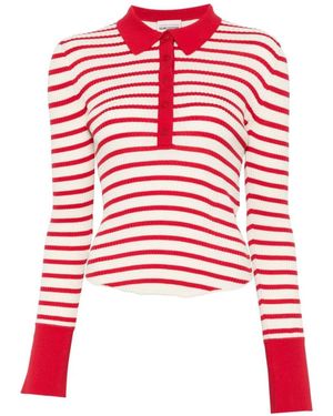 Semicouture Aida Striped Cotton Polo Shirt - Red
