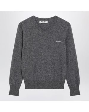 Miu Miu Slate Vneck Jumper - Grey