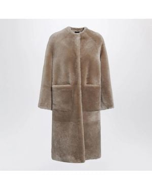 Blancha Hazelnut Reversible Shearling Coat - Brown