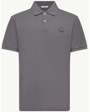Moncler Moncler Logo Patch Cotton Piquet Polo Shirt - Grey