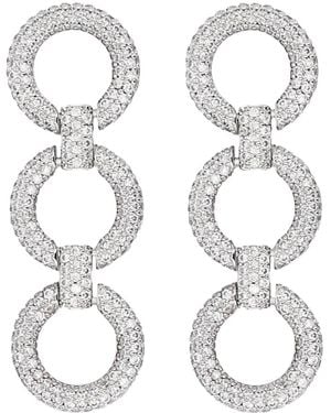 Self-Portrait Earrings With Crystals - Metallic