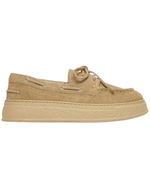 Agl Attilio Giusti Leombruni Neutrals Lace-Up Fastening Fla - Natural