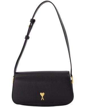 Ami Paris Paris Paris Leather Shoulder Bag - Black