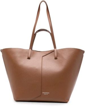 Emporio Armani Medium Leather Tote Bag - Brown