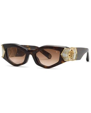 Philipp Plein Acetate+Metal Sunglasses - Brown