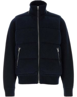 Tom Ford Down Front Lambswool Full Zip - Blue