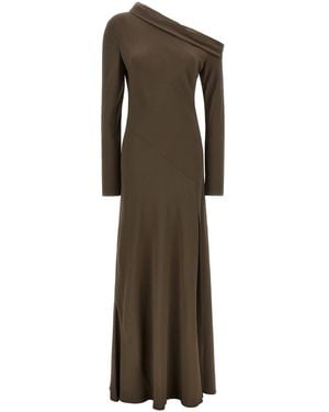 Alberta Ferretti Bare Shoulder Dress - Brown