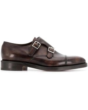 John Lobb Leather Buckle Monk Shoes - Brown
