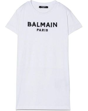 Balmain Dress With Logo - White