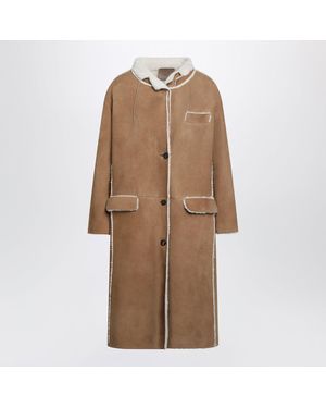 Prada Camel Shearling Coat - Brown