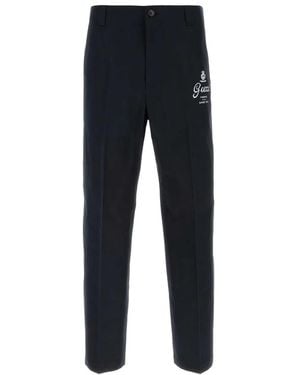 Gucci Cotton Twill Trousers With Print - Blue