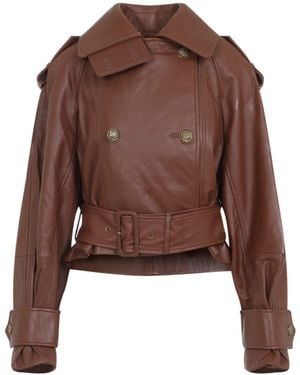Zimmermann "Hypnotic" Leather Crop Trench - Brown