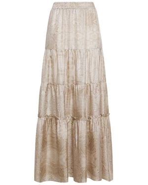 Pierre Louis Mascia Silk Long Skirt - Natural