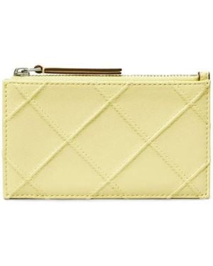 Tory Burch Frozen Zest Lamb Leather Wallets - Yellow