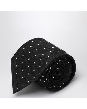 Destin Polka Dot Silk Tie - Black