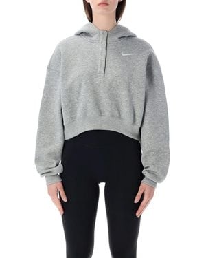 Nike Oversized Cropped Hoodie - Gray
