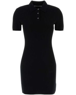 T By Alexander Wang Ss Polo Dress With Knit Logo Patch - Black