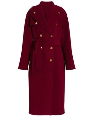 Alberta Ferretti Wool Cashmere Peacoat - Red