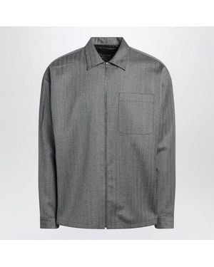 Prada Wool Overshirt With Zip - Gray