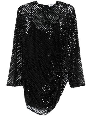 The Attico Sequined Mini Dress - Black