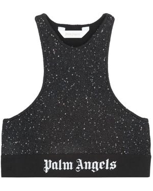 Palm Angels Crop-Top With Logo - Black