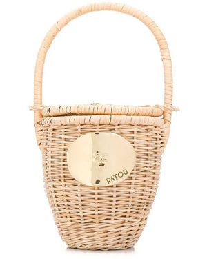 Patou Wicker Bucket Bag - White