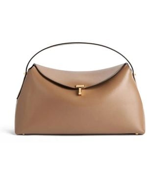 TOTEME "T-Lock" Leather Top Handle Bag - Natural