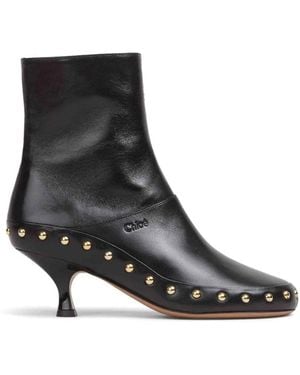 Chloé Leather Junie Ankle Boots - Black
