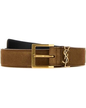 Saint Laurent Ysl Cintura W_Harley Suede Lam - White