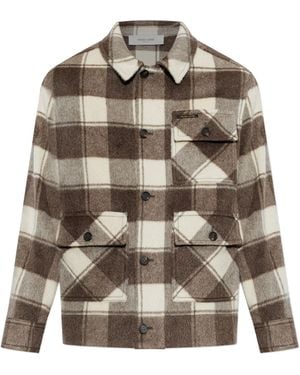 Golden Goose Check-Pattern Mohair-Blend Jacket - Brown