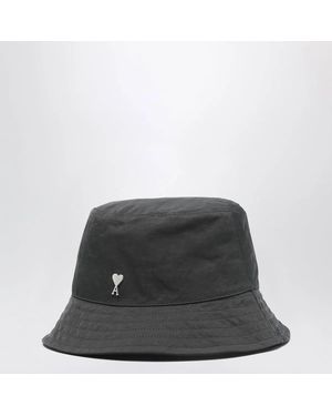 Ami Paris Ami De Coeur Anthracite Bucket Hat - Black