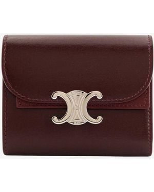 Celine Small Flap Leather Wallet - Purple