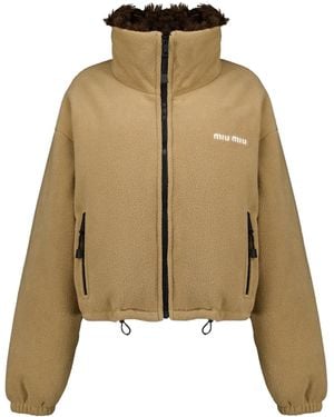 Miu Miu Fleece Down Jacket - Natural