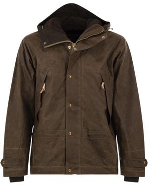 Manifattura Ceccarelli Waxed Cotton Hooded Jacket - Brown