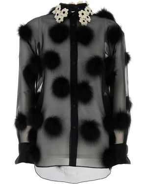 KHAITE Naomi Top W Fur Dot Emb - Black