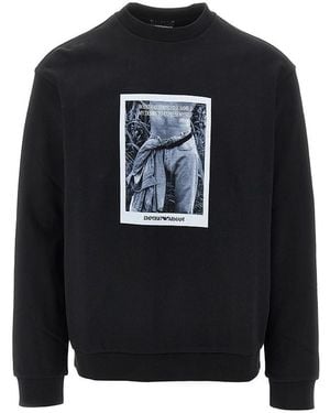Emporio Armani Logo Print Crewneck Sweatshirt - Blue