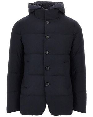 DUNO Quilted And Padded Wool Down Jacket - Blue