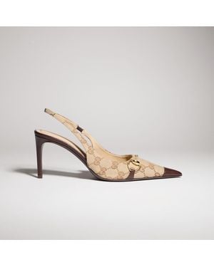 Gucci Donna Gg Fabric Slingback - Metallic