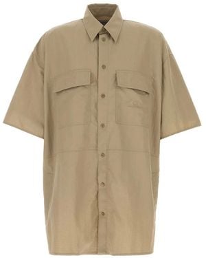 Balenciaga Cappuccino Tech Fabric Oversize Shirt - Natural