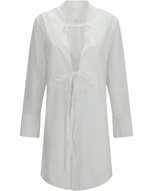 MM6 by Maison Margiela Raw-Edge Cotton Mini Dress - White