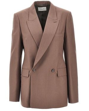 Lemaire Blend Tropical Wool Double-Breasted Jacket - Brown