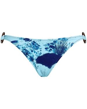 Vilebrequin Bikini Bottoms With Marine Print And Side Details - Blue