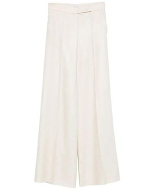 Max Mara "Badesse" Linen High Waisted Long Trousers - White