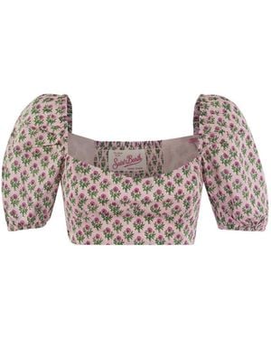 MC2 Saint Barth Crop Top With Floral Print - Pink
