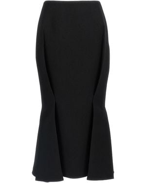 Prada Virgin Wool Midi Skirt - Black