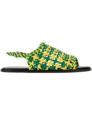 JW Anderson Mesh Net Sandals With Leather Sole - Green