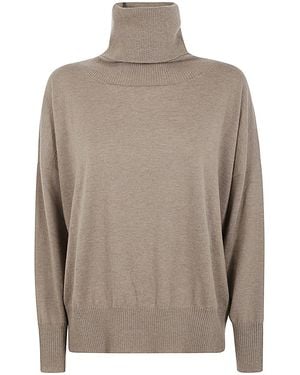 Liviana Conti Large Round Neck Jumper - Brown