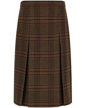Saint Laurent Prince Of Wales Skirt - Brown