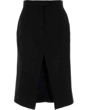 McQueen Stretch Wool Skirt - Black